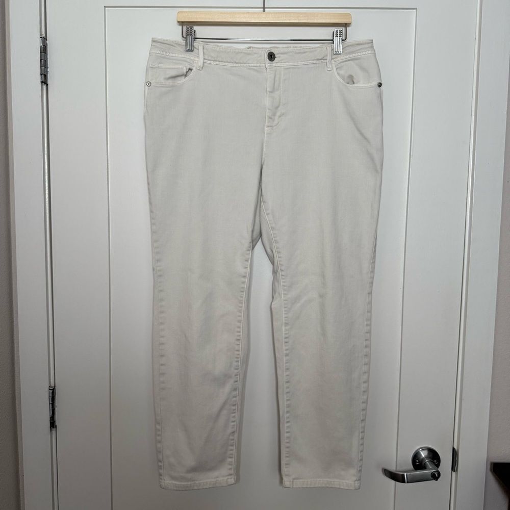 J Jill Denim Authentic Fit Slim Ankle Pants Womens Plus Sz 16 Beige Stretch